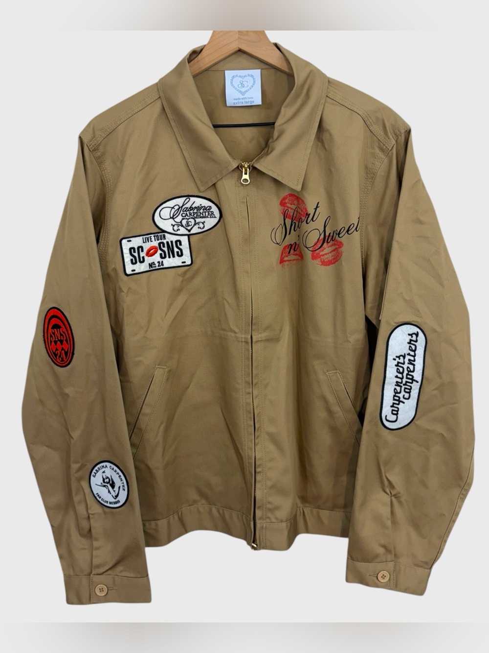 Sabrina’s Carpenter 2024 Short n Sweet VIP Tan Utility Jacket with Patches XL
